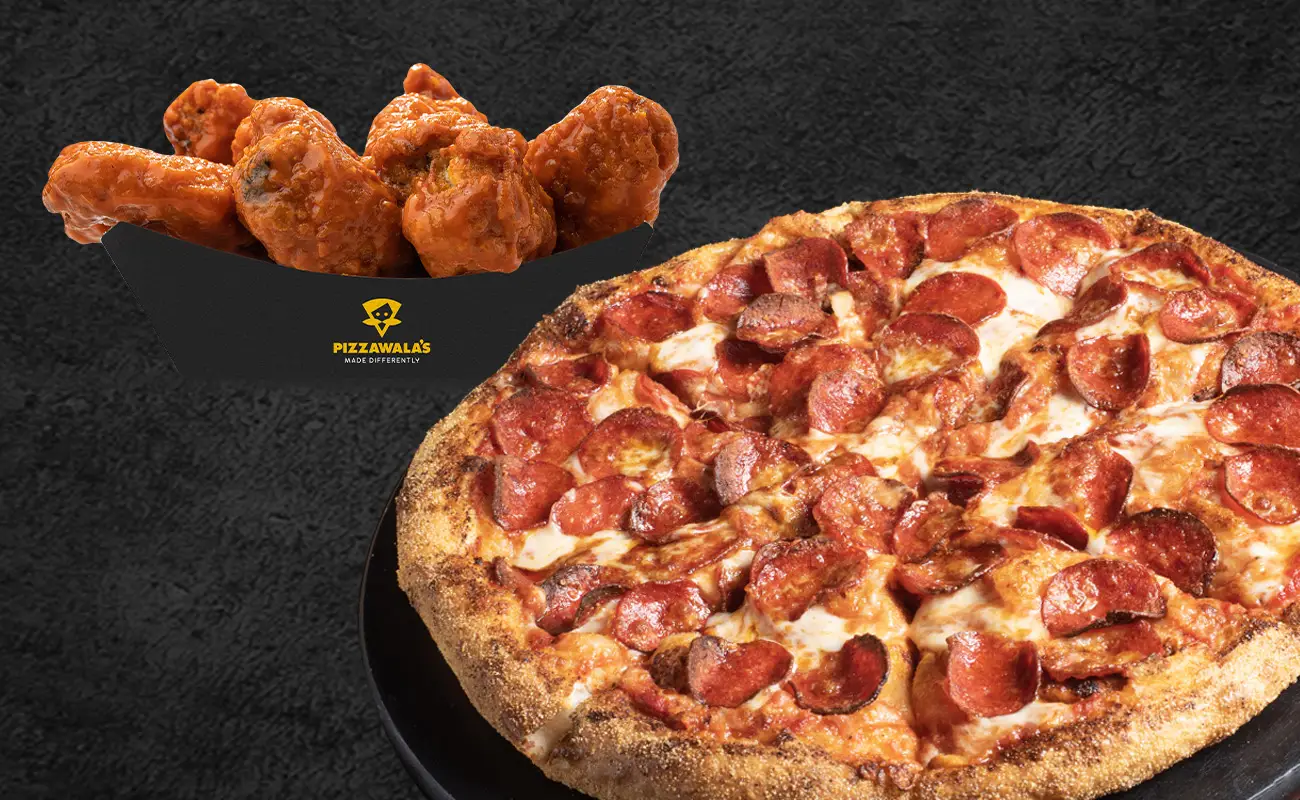 Pepperoni Pizza with Buffalo Wings