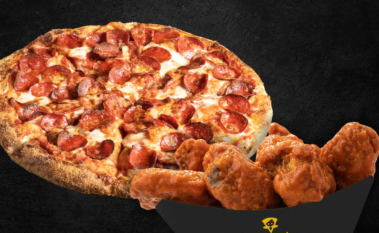 A combo of Pepperoni Pizza and Buffalo Wings