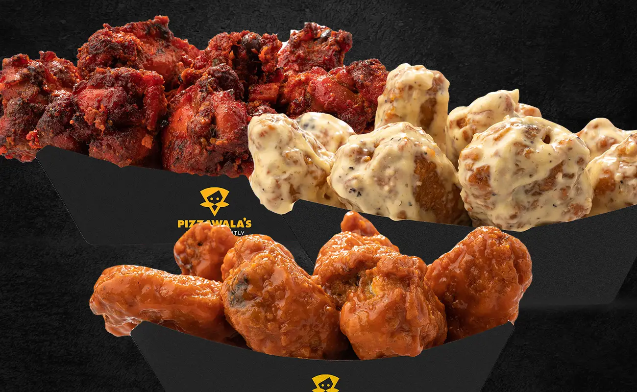 Garlic Parmesan, Buffalo (Mild), Schezwan Wings